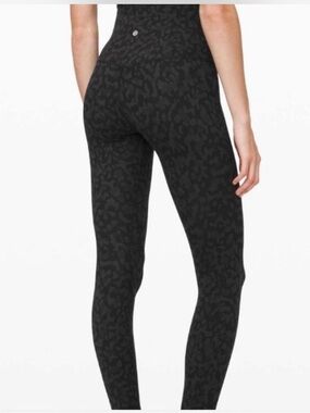Lululemon Fast and Free Black Leopard Print Leggings